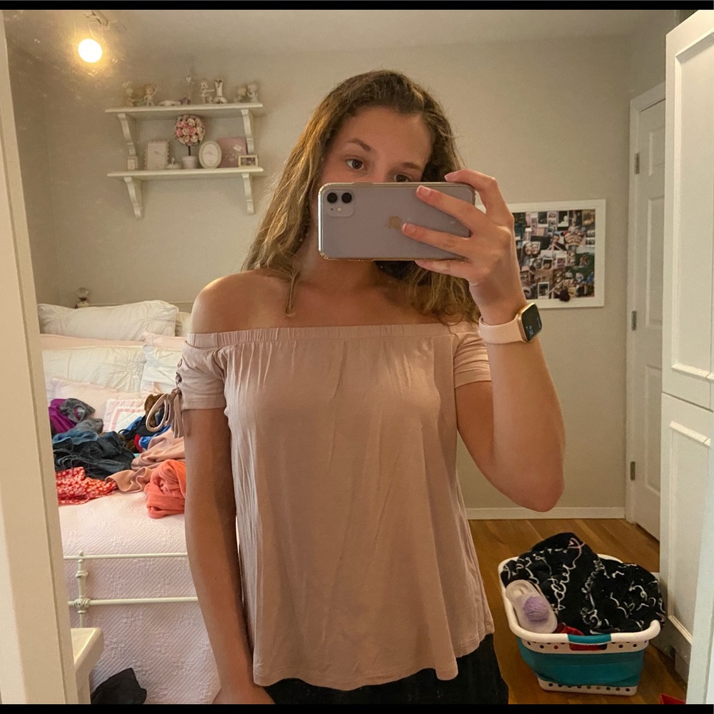 Mauve off the shoulder tee
